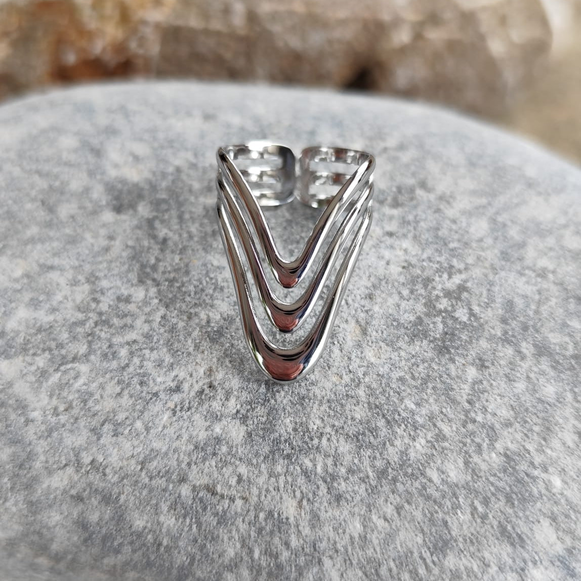 ANILLO OLAS PLATEADO