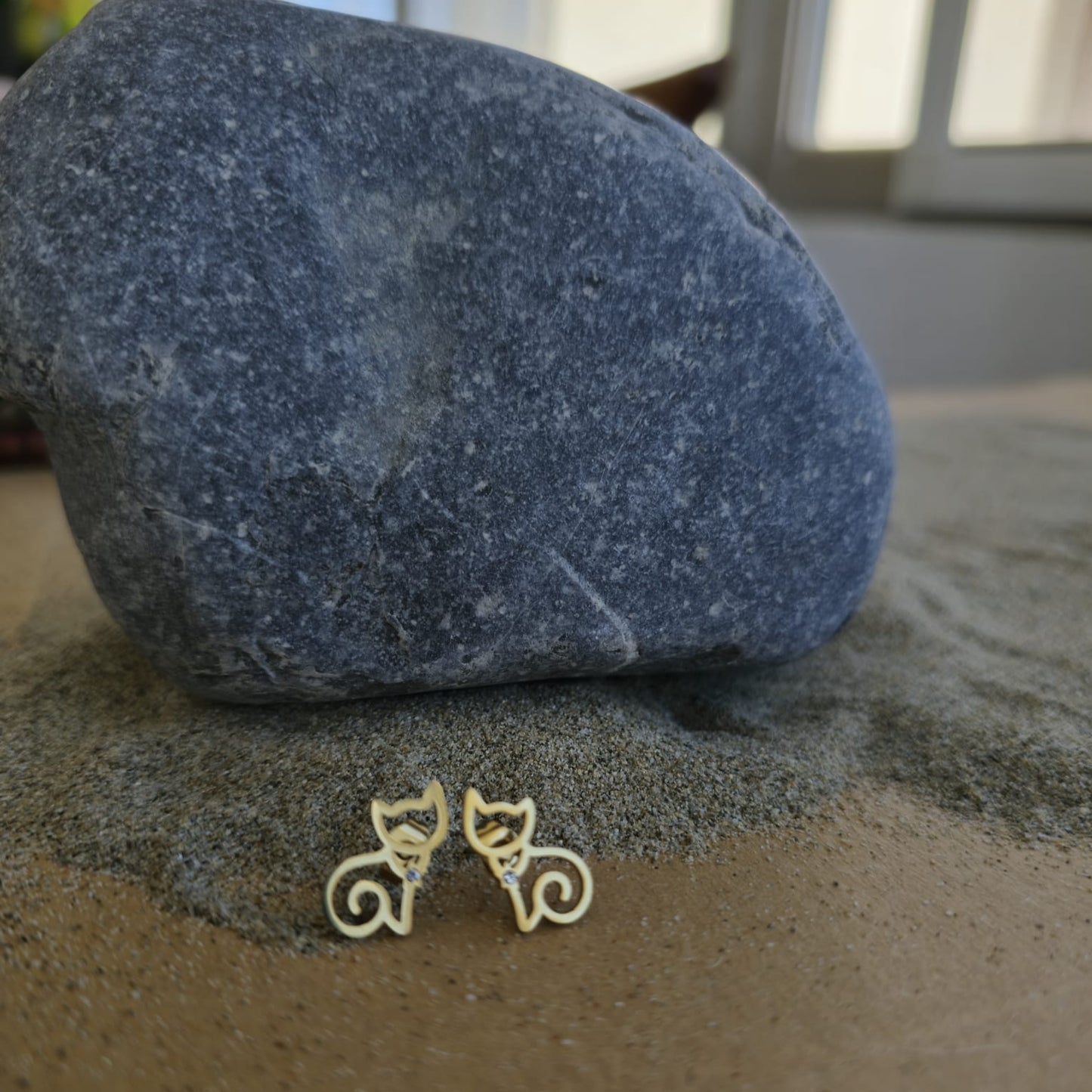 PENDIENTES GATO DORADO