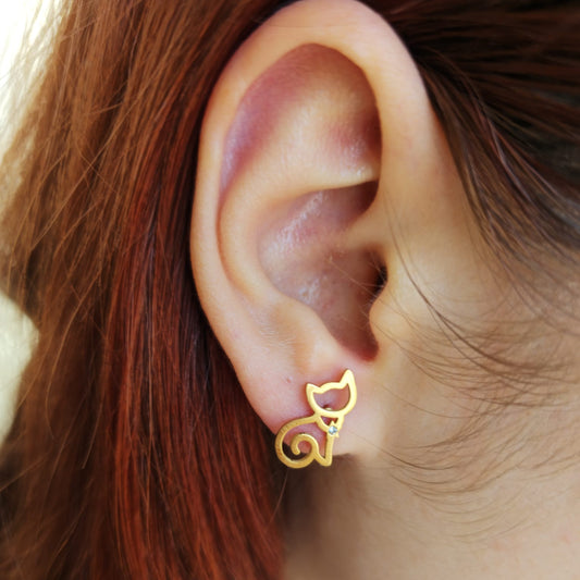 PENDIENTES GATO DORADO