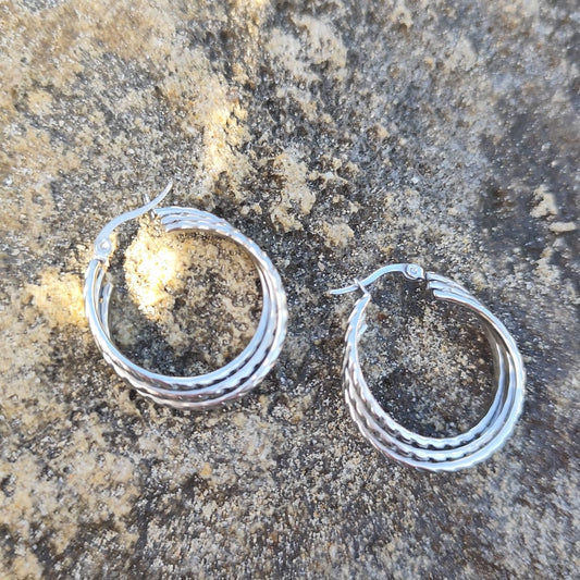 PENDIENTES TRIO AROS PLATEADOS