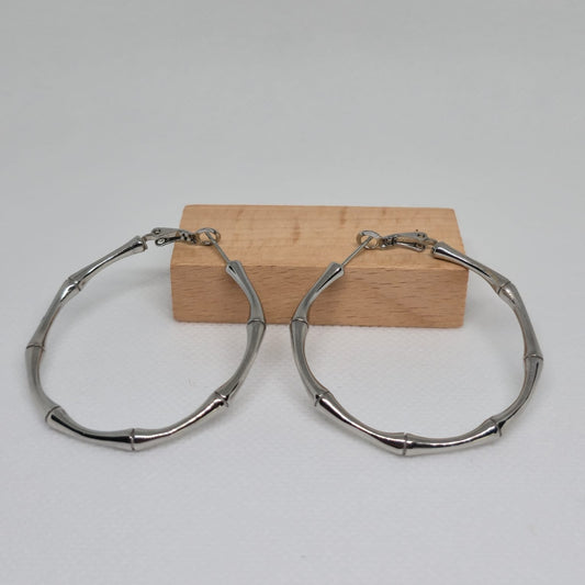 PENDIENTES BAMBÚ PLATEADO